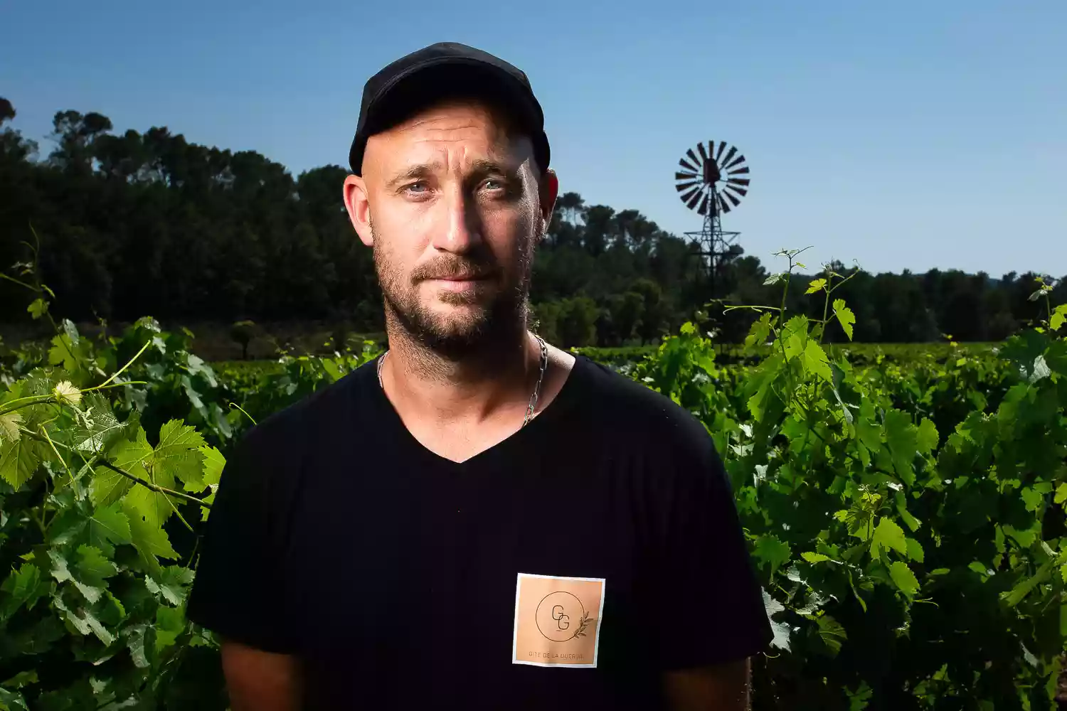 Portrait professionnel vigneron dans ses vignes